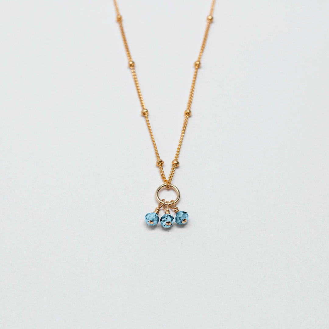 december birthstone - blue topaz - charm necklace - workshopunderground.com