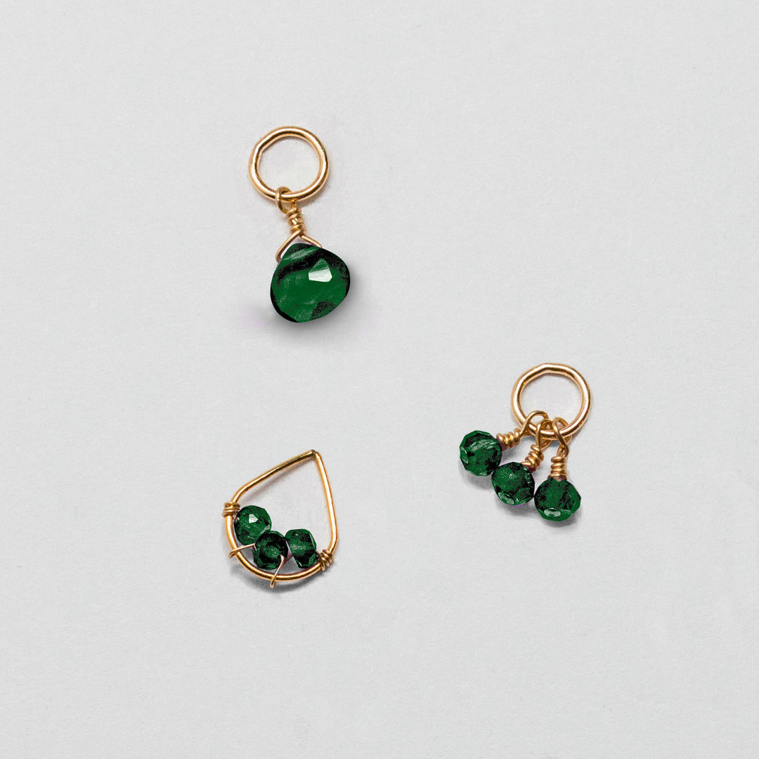may birthstone - emerald - charm necklace - workshopunderground.com