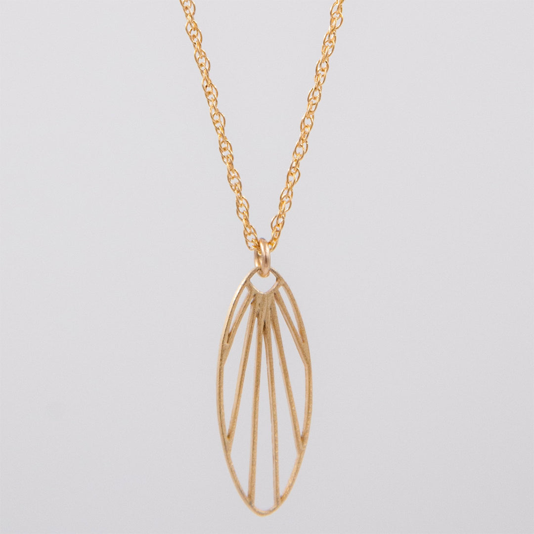 New Deco - oval fan pendant necklace - gold only - workshopunderground.com