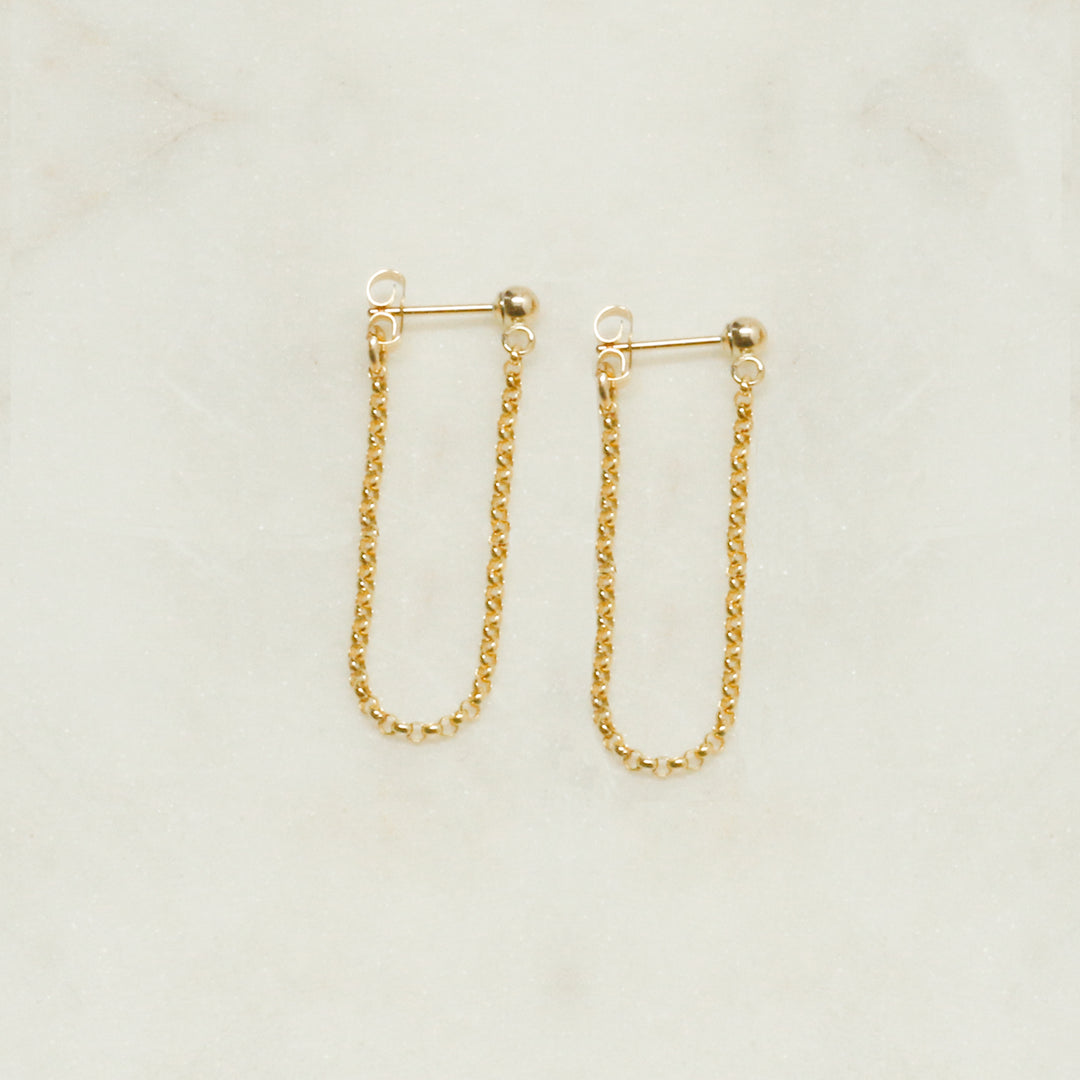 "front-to-back" chain earrings - round link - workshopunderground.com